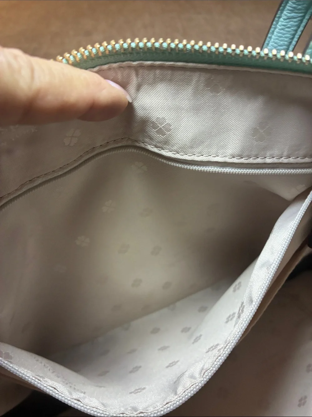kate spade Light Blue Pebbled Leather Tote with Gold Logo‎